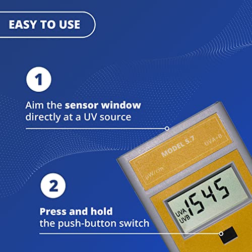 SoloMeter Modelo 5.7 Medidor de luz UVA e UVB sensível UVB, radiômetro digital de mão e testador de lâmpadas para