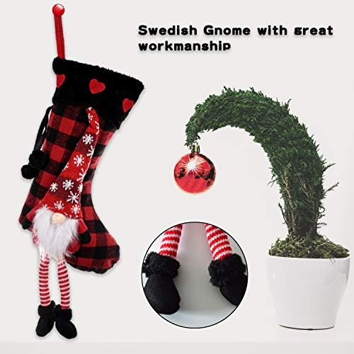 ZEEDIX 2 pacote fofo gnome sueco Decorações de Natal de 21 polegadas de Natal com pernas longas, meias penduradas personalizadas