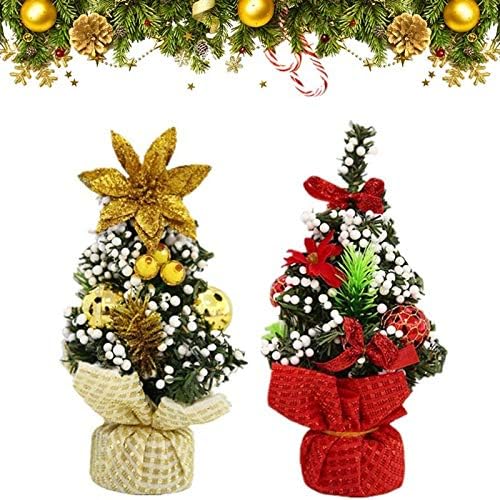TWDYC Mini Christmas Tree Artificial Christmas Tree com frutas brancas e ornamentos de glitter de Natal decoração de férias