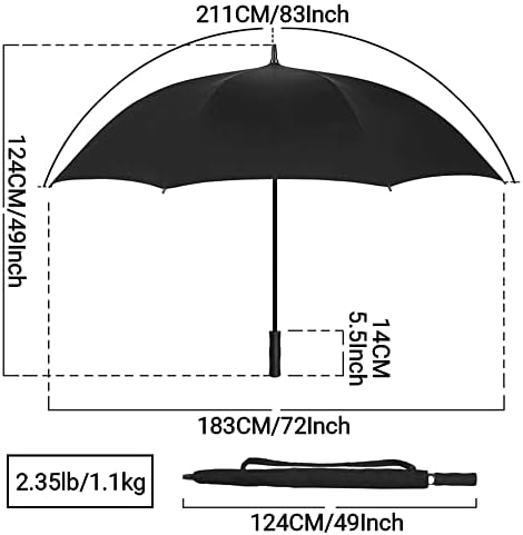 Umbrella de golfe Kilitn 83 polegadas Manual de grande tamanho grande aberto, protetora dupla de Canopy UV Proférico abrigo de