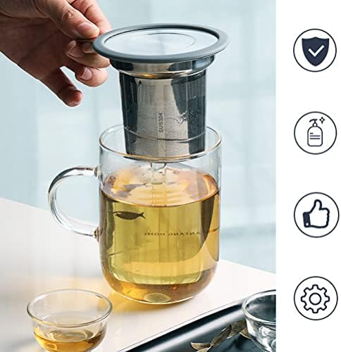 Infusor de chá, filtro de chá de malha extra fino com tampa de silicone, 304 infusadores de chá de aço inoxidável para chá solto, filtro de cesta de chá mais íngreme para bule, caneca, copo