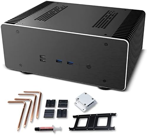 Akasa Maxwell Pro Plus, Case Mini-ITX sem ventilador de alumínio, Kit Térmico Incluído LGA1700, Chassi de Computador de Factor Pequeno para jogos e HTPC e Audiófilos, A-Itx48-M2b