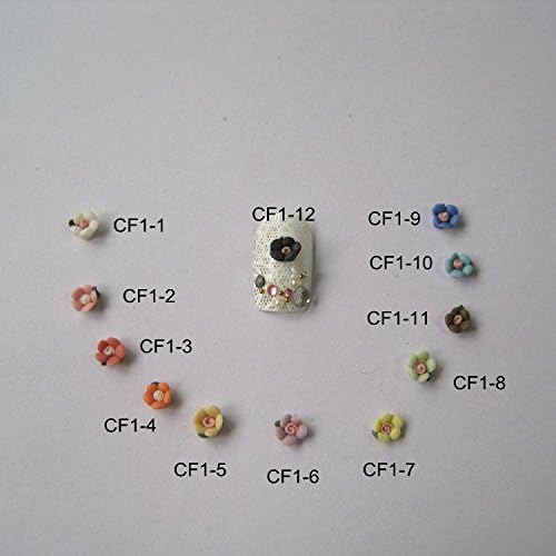 CF1 3d 30pcs/bolsa Cerâmica artesanal 12 Cores de 5 petais Decoração de unhas de unhas Art Flower Deco -
