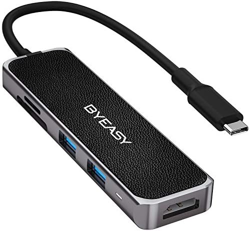 USB C Hub, BYEASY ZINC LELO DE ZINC Hub de adaptadores USB, com saída 4K HDMI, SD e MicroSD Card Reader, 2 portas USB 3.0 para