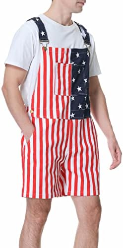 Shorts de macacão de bandeira americana masculinos se alongam 4 de julho de capa de julho com cinta de zíper nos EUA.