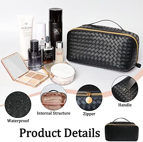 Bolsa de cosméticos de viagem de grande capacidade Tesuko, bolsa de maquiagem portátil à prova d'água PU, bolsa de maquiagem para