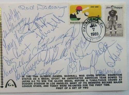 1984 EUA A equipe olímpica assinou o envelope Cachet Barry Larkin Mark McGwire Will - MLB Cut Signature