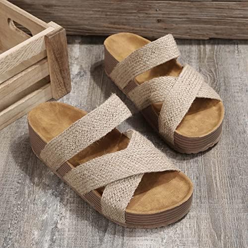 Plataforma de chinelos para mulheres, slides casuais de moda strap strap praia sandals vintage slipper roman slipper verão