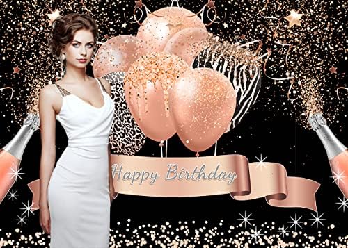 Lycgs 7x5ft Rose Gold Birthday Borning Glitter Balloon Birthday Birthday Bornop para meninas Dots Rosa Sparkle Girl Birthday