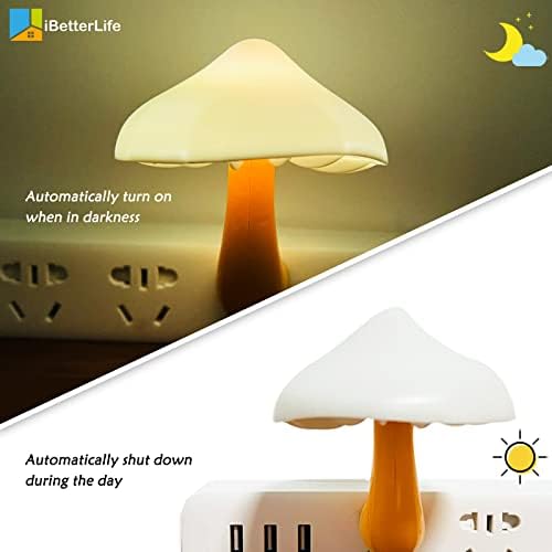 Sensor IbetterLife Led Cogumelo Night Night Plug-in Wall Dream Bed Bask Nightlight para adultos crianças luminária de cogumelo fofa