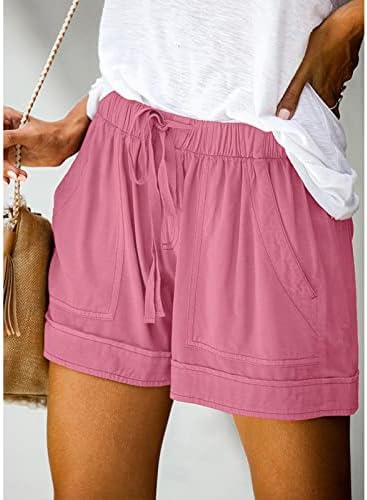 Shorts confortáveis ​​femininos casuais calças de calças curtas de cordão de cordão