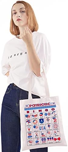 WZMPA Patriótico Bingo Tote Bag Patriótico Party Party Bingo Gifts Patriótico sacola para mulheres meninas