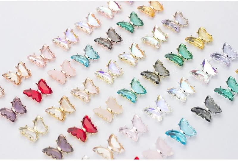 10pcs cristal glitter borboleta shinestone gelo clare aurora diamante de borboleta de 10 * 12 mm jóias de unhas diy unhas decoração -