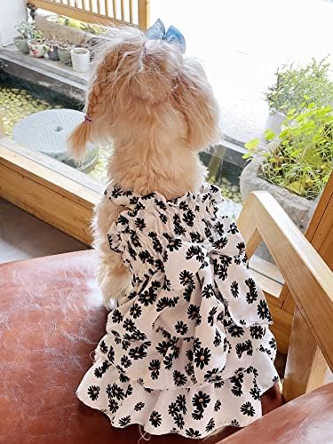 QWINEE FLORAL PRIMENTO FLORAL DOG ​​Vestido de gato Decoração de arco vestidos princesas traços de cachorro aparar vestido de colete de cachorro