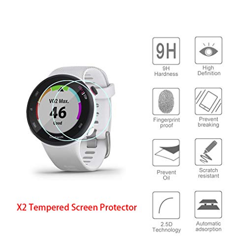 Jiujoja para Garmin Forerunner 45 45s/Swim 2 Carregador, Cabo de dados de clipe de clipe de clipe e 2pcs HD Protetor de tela de vidro temperado e protetor de porta de porta de 8pcs para Garmin Swim 2 Sports Smart Watch