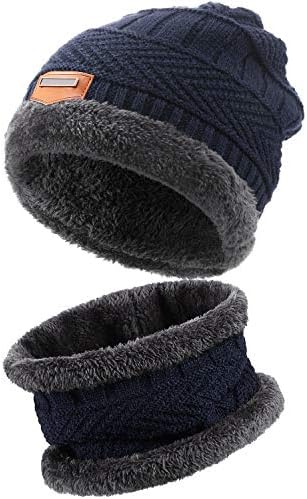 Lenço de gorro de inverno Conjunto de lã de lã de lã de caveira e cachecol unissex