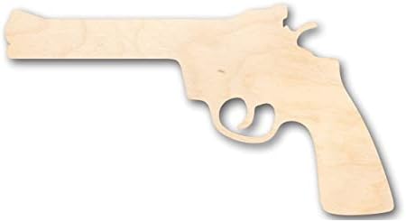 Forma do revólver de madeira inacabada - Gun - Polícia - Militar - Artesanato - Até 24 DIY 3 / 1/8