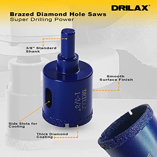 Drilax 1 3/8 polegadas Diamante Brill Bit Hole Hole Soia de porcelana Cerâmica Quartz Granito Bancagem de vidro Garrafa Super Long Life Vacuum Tecnologia Brasada