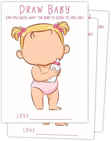 Jogo do chá de bebê, 30 cartas de jogo aquarela Desenho de bebê, gênero revelam festas de chá de chá de bebê suprimentos de 5 x 7,