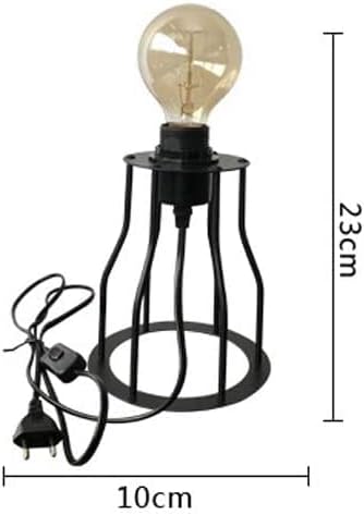 Lâmpada de cabeceira de cabeceira LED E27 Lâmpada de mesa vintage retro Industrial Industrine Metal Metal Wire Capa Leitura Light Shade