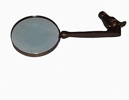 Lente de lupa com lente de lupa com cabeçote de bronze lente, lupa antiga, leitura, inspeção, moeda e carimbo, astrólogo por arte global
