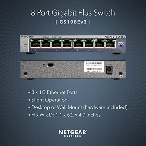 NetGear 24 portas Gigabit Ethernet Switch não gerenciado - Desktop ou RackMount e proteção limitada ao longo da vida