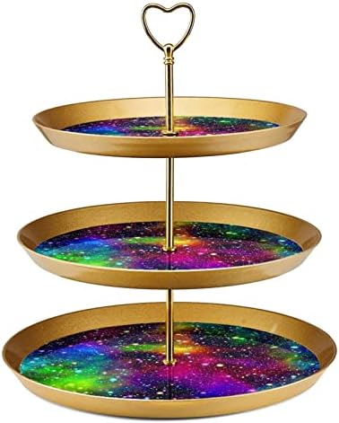 Stands de bolo Conjunto de 3, universo nebulosa noite Starry Sky em Rainbow Color