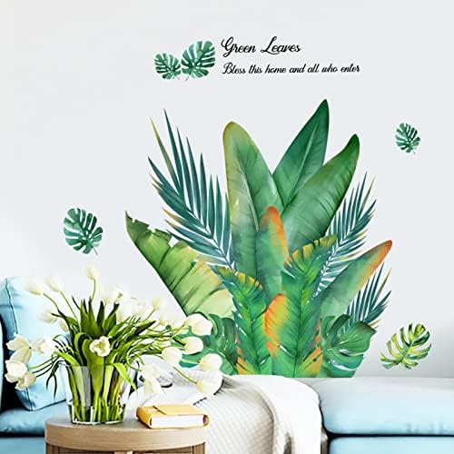 Plantas verdes Decalques de parede Folhas tropicais Monstera Stickers de parede de letras adesivas motivacionais para quarto