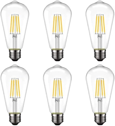 Hainany Vintage LED Edison Bulbos diminuídos 6W, equivalente 60W St64/ST21 Filamento 4000K Day Light Branco E26 Lâmpadas