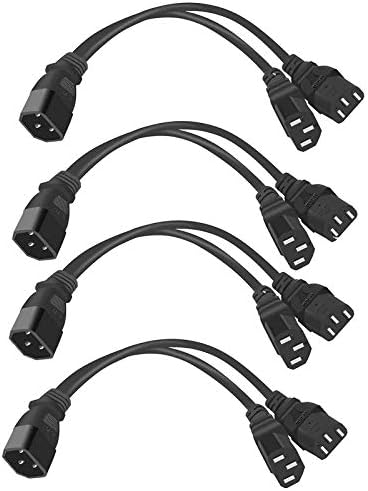 4 Pack UPS Server Y Splitter C14 a 2 x C13 Adaptador de energia cabo 30cm