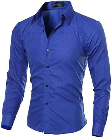 Camisa clássica casual clássica de masculino masculino, camisetas de botão sólido, camisas de manga longa soltas de manga comprida