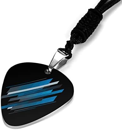 Abstract Blue Geometry Guitar Pick colar Titanium Steel Pingente Gifts Music Music Lover for Men Mulheres