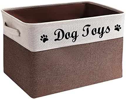 Tomlster Dog Toy Box Large - cesta de brinquedos para cães, dobrável, para armazenamento de brinquedos para cães, lixeira de brinquedo para cães com alças confortáveis, adequado para armazenamento de brinquedos para cães, acessórios para cães - cinza