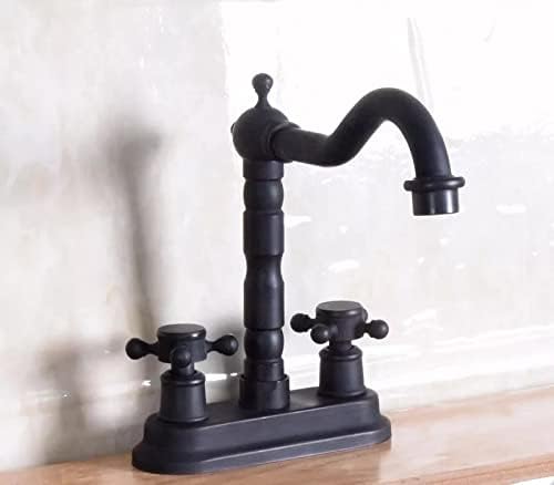 Lida dupla lida com óleo de cor preta esfregada de bronze bico de bico de cozinha pia banheiro de dois buracos Bacia torneira