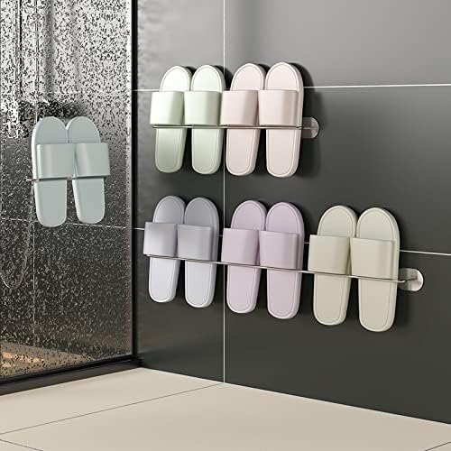 Na aço inoxidável banheiro chinelos de prateleira pendurada na parede sem perfuração Armazenamento de vaso sanitário