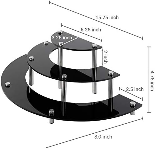 Mygift de 6 peças Conjunto de acrílico preto Semicircle servidor cupcake Stand Stand Stand Stand, Risers de Mostra de Produto
