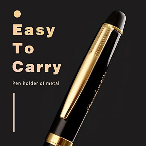 ZJEU6022 Signature Pen Metal Gold Surface Decoration | | essência 18 K NIB e cartucho de tinta preta | caixa de presente