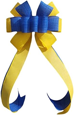 Tossper Bandeira ucraniana grinaldas arco azul amarelo decoração de arco de coroa de fita de fita para a parede da porta da frente decoração de festa