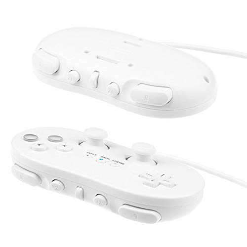 FIOSSmith 2x Wired Classic Controller Gamepad para Nintendo Wii Remote White