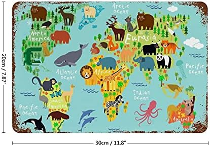 Mapa de animais do mundo Metal Retro Pictures pendurados Imagem toda impressão Pôster Placa de ferro Plate Arte Moda decorativa