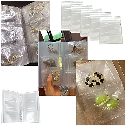 Livro de armazenamento de jóias com 100 PCs Bolsa de trava com zíper, maehsab anti -oxidação transparente jóias organizador