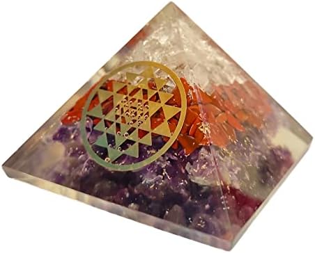 Nirdesh extra grande orgonita pirâmide e-proteção clara e vermelha jasper ametista de cristal roxo shree yantra orgone pirâmide 60-70