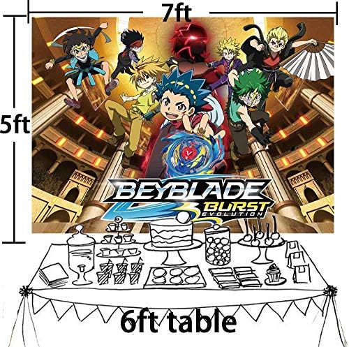 Beyblade Burst Party Supplies Caso -cenário de aniversário Party Party Cake Table Decoração Spinners Battle Spinners Game Game Party Decoração Fotografia Photo Studio Props 7x5ft