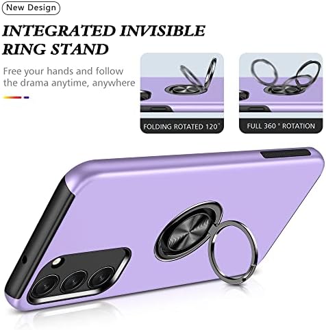 Hezhining for Samsung Galaxy S23 Caso, caixa de choque 23 com 360 ° Caixa de telefone Kickstand para Galaxy S23 6,1 polegadas, roxo