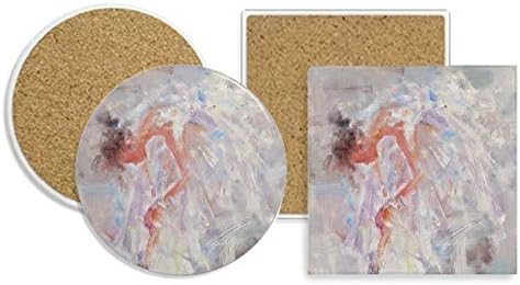 Ballet Girl XJJ Pintura a óleo Coaster Copa Titular absorvente Base de cortiça Setas de cortiça