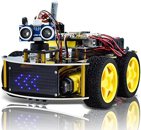 Robô de carro inteligente keyestudio, kit de partida de bricolage programável de 4WD para Arduino para UNO R3, Projeto