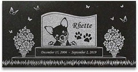 Memorial de cão externo interno - Chihuahua Pet Memorial Stone - Black Granite Stone - Dog - Cachorro Ponto - 6 x 12 x 3/8 polegadas - Em memória amorosa - Pet Stone - PAW PRIMA MEMORIAL PET - RHETTE