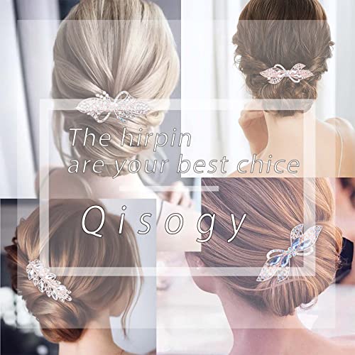Qisogy Cristal Flor Bairrette Clip Rhinestone Cabelo de cabelo Barrette Shine Shine Bridal Decorativo Acesso de Cristal