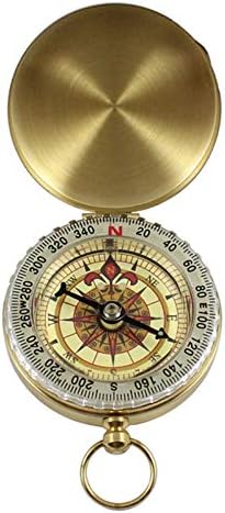Slatiom Camping ao ar livre Caminhando portátil Pocket Brass Gold Color Copper Compass Navigation With Noctilucence Display