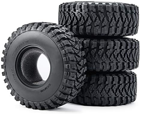 Rclions 4pcs 2,2 polegadas 125mm/4.9 polegadas RC ROBE pneus de pneus de roda de borracha com inserção de espuma para 1/10 RC Crawler Carra Axial Wraith 90048 RR01